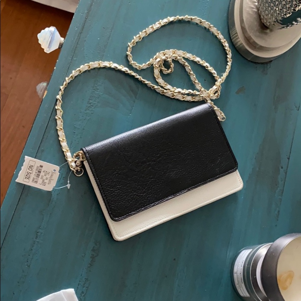 Neiman Marcus black and white side body purse